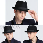 Men Fedora Trilby Hat Panama Hat Elegant Winter Bowler Hat Short Brim Jazz Cap Vintage Style Gentleman Jazz Hat Warm Autumn Winter Hat Homburg Party Hat Gangster Hat for Travel Beach Party Outdoor