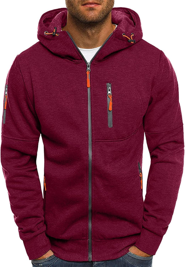 Mens Hoodies Sweatshirt Zip up Lightweight Jackets Jumper Sweater