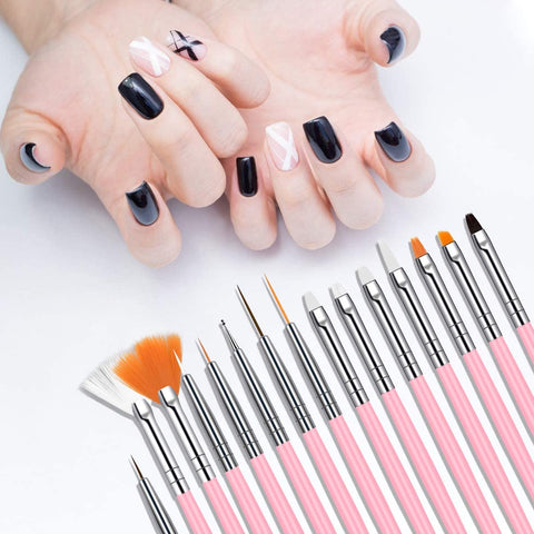 Nail Art Brushes Set, 15Pcs Acrylic Nail Brush Painting Pen and 5Pcs Nail Dotting Tools, Nail Pen Designer Nail Art Painting Kit for Diy & Professional Use