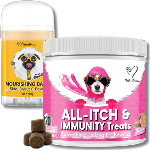 All-Itch Immunity Treats for Dogs - Soothe Itchy Paws, Eyes, Ears, Skin - Stop Itching, Licking, Scratching - Good for Small, Medium & Large Dogs - Supports Seasonal Itching - Twin Value Pack