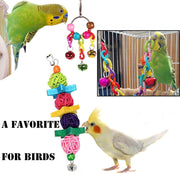 7 Pcs Bird Budgie Toys,  Hanging Bell Pet Bird Cage Hammock Swing Climbing Ladders Toy Wooden Perch Mirror Chewing Toy for Conures, Love Birds, Small Parakeets, Cockatiels, Parrot (Muliti-B)