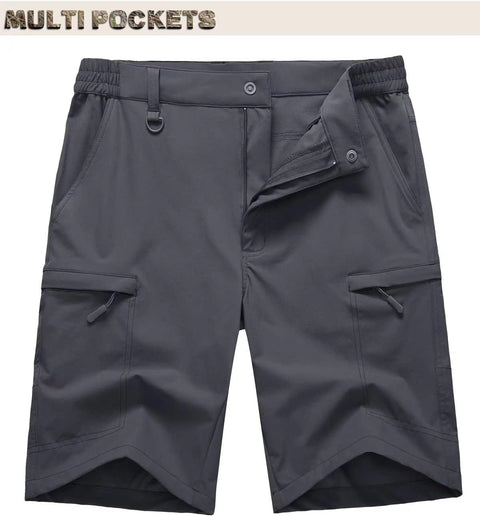 Men'S Cargo Work Shorts Outdoor Stretch Hiking Walking Shorts with 5 Zip Pockets