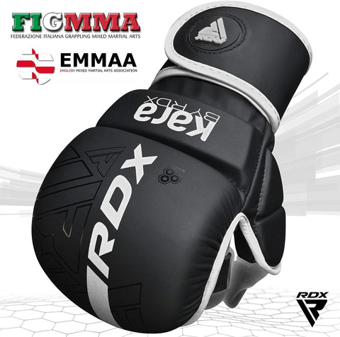 MMA Gloves Sparring Grappling, Open Palm Martial Arts Mitts Men Women, Adjustable Wrist Support Maya Hide Leather, Cage Fighting Combat Sports Boxing Training, Muay Thai, Punching Bag Kickboxing