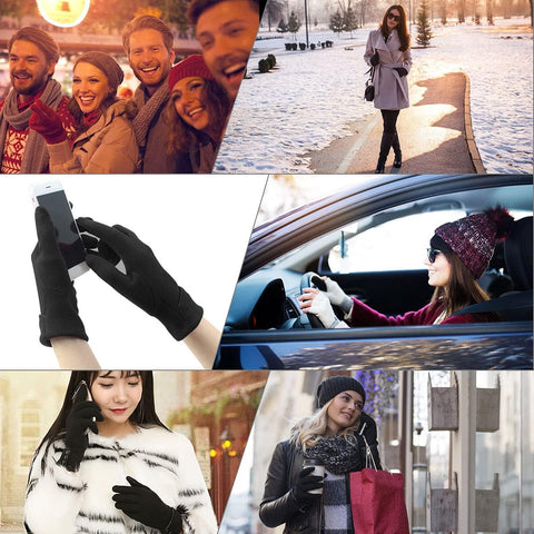 Women'S Touch Screen Gloves - Winter Warm Gloves Ladies Thermal Touchscreen Full Finger Mittens Windproof Lined Thick Warmer Gloves for Women Girls Phone Driving Gifts UK