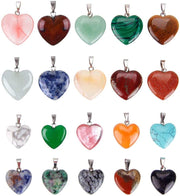 20Pcs Heart Shaped Stone Pendants Charms Crystal Chakra Beads for DIY Necklace Jewelry Making, 2 Sizes, Assorted Color