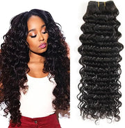 Deep Wave Human Hair Bundles Brazilian Virgin Hair Deep Curly Bundles Single Weave Bundles Human Hair Natural Black Color Can Be Dyed 1 Bundle 100G 16 Inch