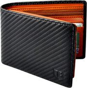 Mens Wallet, RFID Blocking, Flip, Slim Bifold, 2 ID Window Wallet, Superfine Fiber PU Synthetic Leather