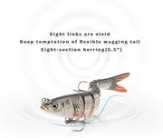 Fishing Bait for Bass 8 Segment Multi Swimbaits Slow Sinking Lure Kit with Fishing Hooks