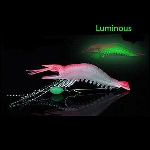 5Pcs Soft Luminous Shrimp Lure Set, 5 Colors Shrimp Bait Shrimp Lures Fishing Kit Fishing Bait with Hooks Beads Fishing Tackles for Freshwater Saltwater Bass Trout Catfish Salmon