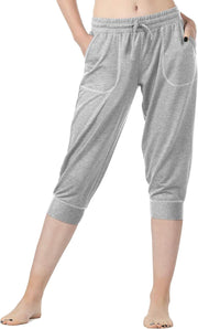 Women'S Capri Sweatpants Casual Workout Cropped Joggers Pants