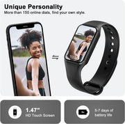 Smart Watch for Men Women, Fitness Tracker with Spo2 Heart Rate Sleep Monitor, IP68 Waterproof Activity Tracker with 24 Sports, Weather, Notification, Step Counter Watch for Ios Android