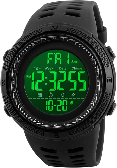 Mens Digital Watch - 50M Waterproof Men Sports Watches, Black Big Face LED Military Wrist Watch with Alarm/Countdown Timer/Dual Time/Stopwatch/12/24H Format for Man