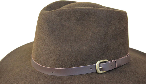 Premium Lewis - Wide Brim Fedora Hat - 100% Wool Felt - Water Resistant - Leather Band