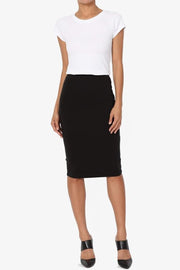 Plain Pencil Skirt with Separate Elasticated Waist Women'S Midi Length Skirt Approx 25 Inches Knee Length Ladies Skirt Multiple Colours plus Size Curve UK 8-22