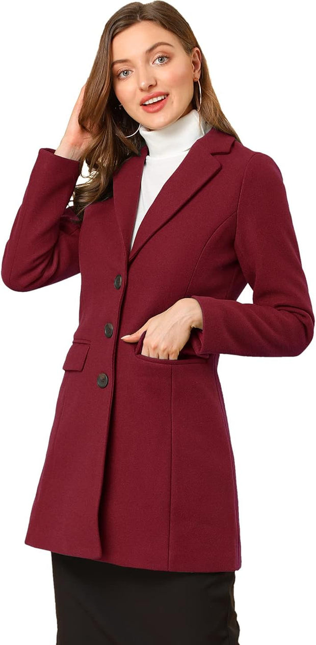 Winter Coats for Women, Single Breasted Notched Lapel, Winter Outwear