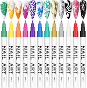 12 Color 3D Nail Art Pens Set,  Nail Point Graffiti Dotting Pen Drawing Painting Liner Brush for DIY Nail Art Beauty Adorn Manicure Tools for Halloween Christmas