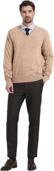 Men'S Wool Blend Knitted Jumpers Relaxed Fit V Neck Long Sleeve Pullover Sweater