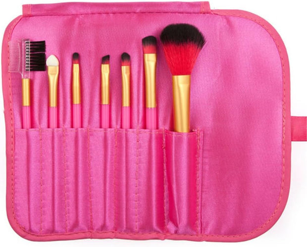 Makeup Brushes Cosmetic Palette Set  Professional Makeup Palette Kit （Include: Eyeshadow & Blusher & Face Powder & Lip Gloss) + Makeup Brushes Set (7Pcs Pink Brushes)