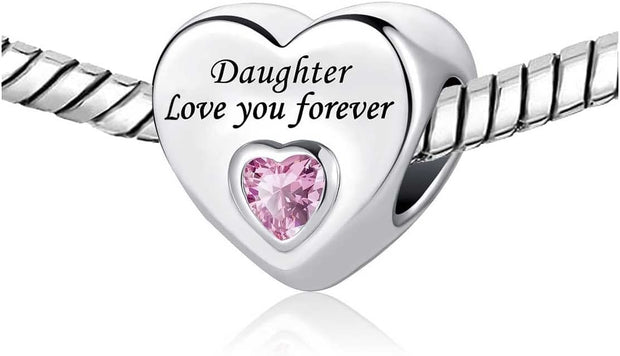 Jewelry Women Girls Love You Forever Heart Birthday Bead Charms for Mum Sister Grandma Daughter Auntie Wife Dad