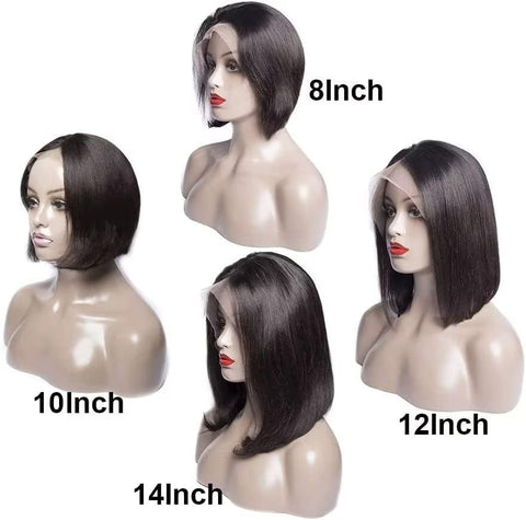 Straight Human Hair Bob Wigs 13X4 HD Lace Front Human Hair Wigs Pre Plucked with Baby Hair Brazilian Straight Short Bob Wigs for Women (10Inch)