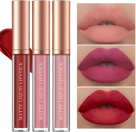 12 Pcs Liquid Lipstick Lipliner Set Nude Lipliner Matte Lipstick Long Lasting Non-Fading Stay on 24 Hours Waterproof Lip Glosses Makeup Set Gift for Women (Set C)