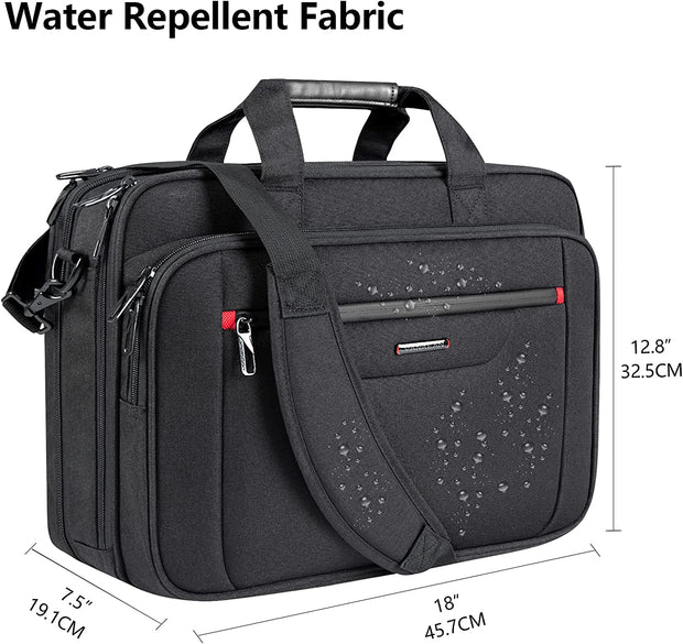 Laptop Briefcase Premium Laptop Case Fits 17.3 Inch Laptop Shoulder Bag Water-Repellent Messenger Bag for Men/Women Travel/Business/Black