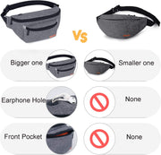 Men'S Women'S Sports Jogging Walking Waist Bag, Grey, Free Size