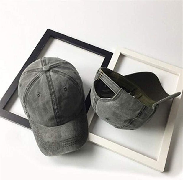 Men Women Washed Cotton Low Profile Distressed Vintage Baseball Cap Plain Adjustable Dad Hat