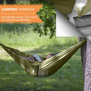 Camping Hammock with Mosquito Net - 210T Quick-Drying Parachute Nylon Lightweight Portable Travel Hammock for Outdoor, Backpacking, Camping, Hiking and Beach Adventure