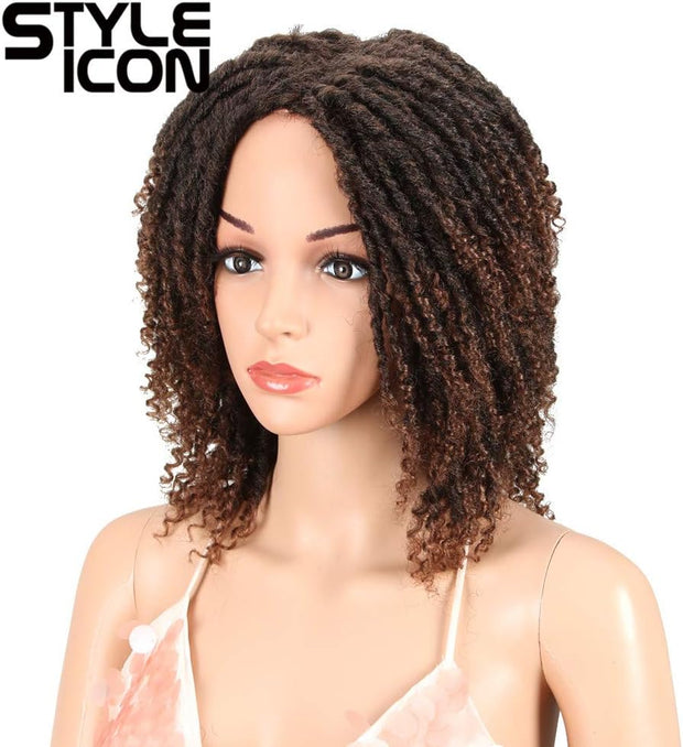 6" Short Dreadlock Wig Twist Wigs for Black Women Short Curly Synthetic Wigs (6", TT1B/30)