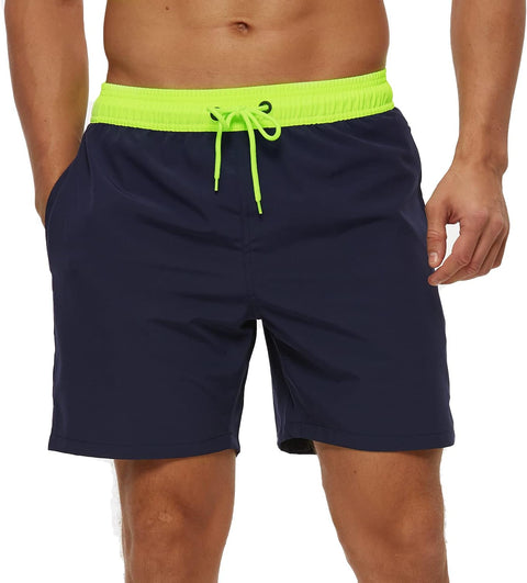 Men'S Swim Trunks Mens Board Shorts with Zipper Pockets Surfing Stretchy Beach Shorts Breathable Mesh Lining Quick Dry