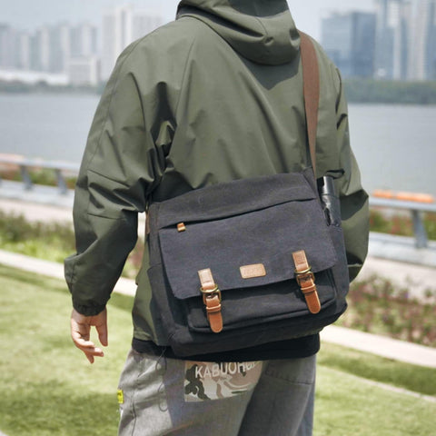 Men'S Messenger Bag Crossbody Shoulder 15.6 Inch Laptop Vintage Canvas Briefcase Satchel for Work School Traveling Daily Use Multiple Pocket