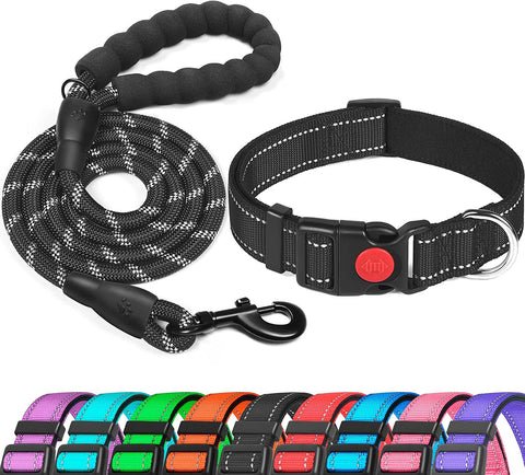 Reflective Dog Collar Padded with Soft Neoprene Breathable Adjustable Nylon Dog Collars for Small Medium Large Dogs