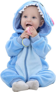 Baby Rompers Newborn Girls Boys Animals Zipper Hooded Jumpsuit Autumn Winter Flannel Clothing Unisex