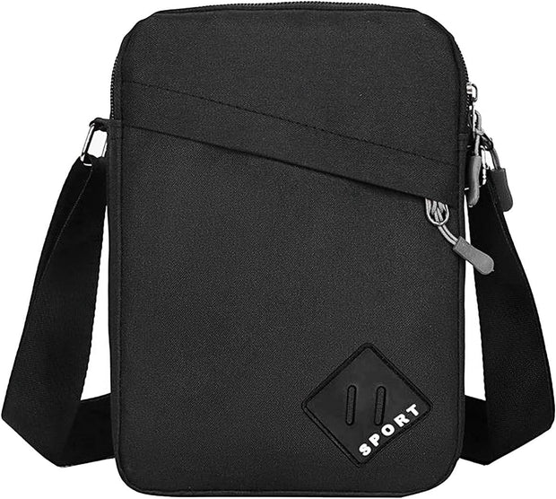 Mens Shoulder Bag Nylon and Oxford Crossbody Bag, Messenger Bag with Zipper and Adjustable Strap