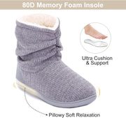 Ladies' Chenille Knit Warm Boots Slippers Soft Plush Fleece Booties Slipper Memory Foam Women Bootee Slippers House Shoes