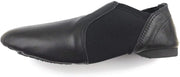 Jazz Shoes Slip on Jazz Dance Shoes Soft Leather Split Sole, Rubller Heel Neoprene Jazz and Modern Stage Shoes Black