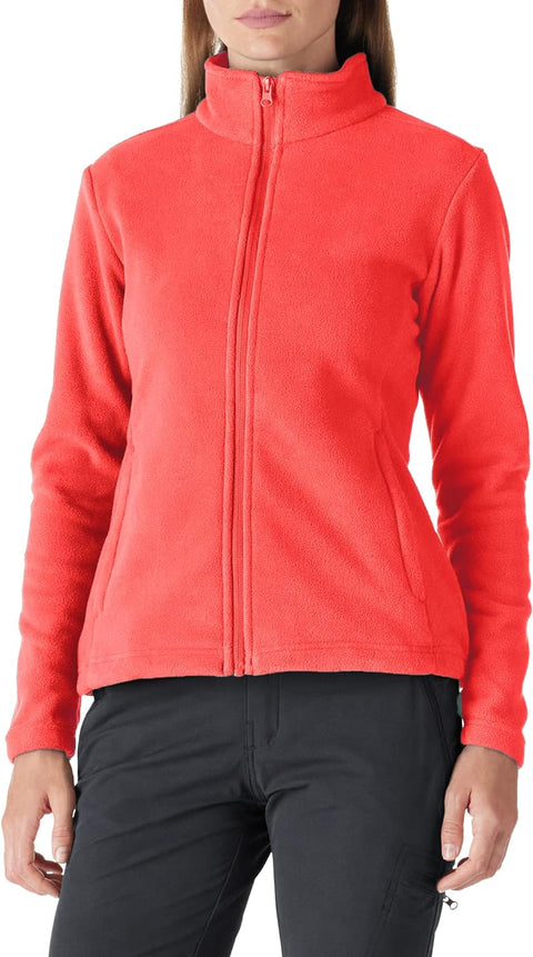 Womens Fleece Jackets Ladies Lightweight Warm Full Zip Coat Soft Outerwear Running Jacket with 4 Large Pockets