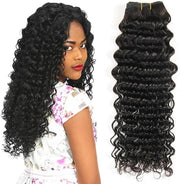 Deep Wave Human Hair Bundles Brazilian Virgin Hair Deep Curly Bundles Single Weave Bundles Human Hair Natural Black Color Can Be Dyed 1 Bundle 100G 16 Inch