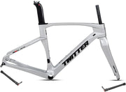 Gravel Bike Frameset 700C Carbon Road Bike Frame 45/48/51/54Cm Thru Axle F12X100Mm/R12X142Mm Disc Brake Frame Internal Routing Lightweight (Color : Geel, Size : 54CM)