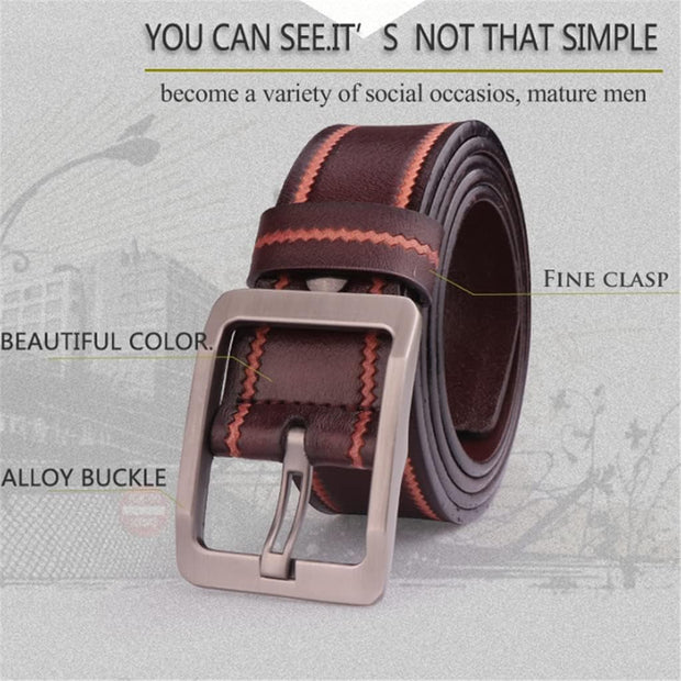 N/A Leather Belt for Men Pin Buckle Full Grain Leather Belt for Jeans Wide Strap Cummerbunds (Color : White, Size : 120CM)