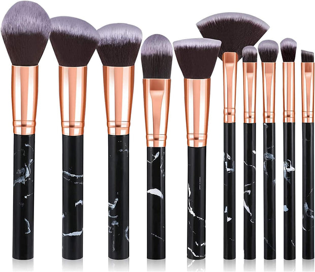 Makeup Brushes 10Pcs Marble Makeup Brush Set Foundation Powder Blush Blending Eyeshadow Brushes Sets