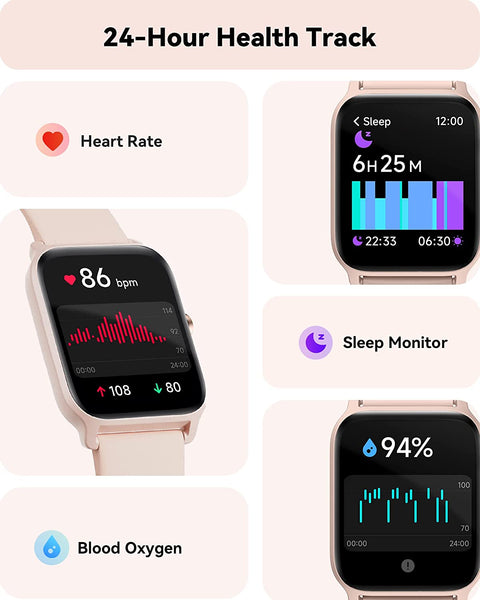 Smart Watch for Women(Answer/Make Calls), Alexa Built-In, 1.8" Fitness Watch with 24H Heart Rate/Sleep/Blood Oxygen Monitor, IP68 Waterproof, 100+ Sports, Ladies Smartwatch for Ios Android