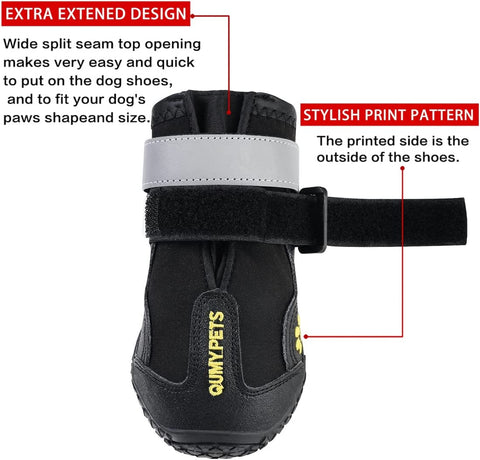 Dog Shoes for Large Dog, Medium Dogs Boots & Paw Protectors for Winter Snowy Day, Summer Hot Pavement, Waterproof in Rainy Weather, Outdoor Walking, Indoor Hardfloors anti Slip Sole Black Size 6