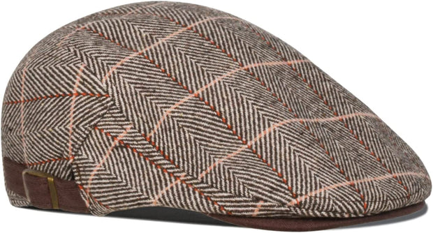 Mens Tweed Flat Cap Driving Hat Newsboy Cap - Adjustable Fashion Newsboy Irish Beret Hat, Autumn Winter, 55-59CM