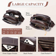 Men'S 100% Genuine Leather Cross Body Bag Casual Messenger Satchel Side Bag for Wallet Purse Mobile Phone Keys