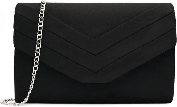 Clutch Bag for Women, Suede Clutch Bags for Wedding Shoulder Crossbody Evening Bag (Navy)