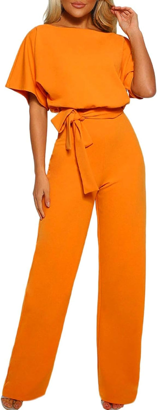 Women Pockets Long Sleeve Playsuit Clubwear Straight Leg Jumpsuit with Belt Womens Baggy Dungarees Long Playsuit plus Size Pants/Dress Rompers UK Size 6-26