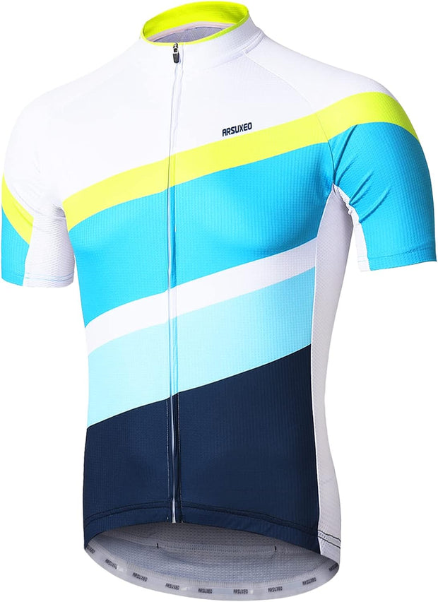 Mens Cycling Jersey Short Sleeves MTB Jersey Bright Bike T-Shirt Breathable Cycle Top ZY84