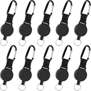 3 Pieces Heavy-Duty Retractable Keychains Retractable Badges Reel Clip with 65Cm/ 25 Inches Steel Wire Rope, Black